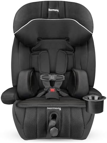 Harmony Defender 360 MAX SIP Harnessed Booster Seat – 3-in-1 Combination Deluxe Car Seat, Machine-Washable Cover, For Children 12–55 kg (26.5–120 lbs.), 69–145 cm (27–57 in) – Black