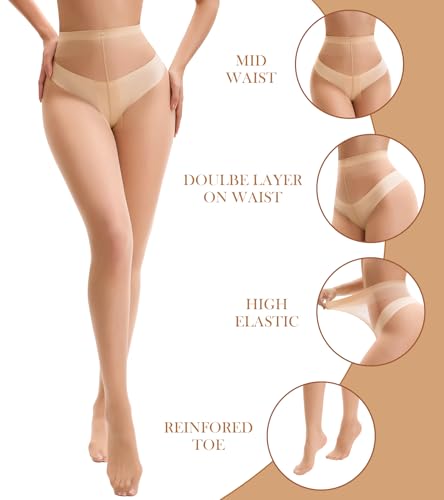 Image of 40D Ultra-Thin Women Sheer Tights Transparent Stockings for Women Control Top Pantyhose