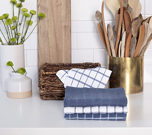 Ritz Premium Kitchen Towel Highly Absorbent, Super Soft, Long-Lasting, 100% Cotton Terry Dish Towels, Hand Towels, Tea Towels, Bar Towels, 3-Pack, 25"X15", Blue #TOP4
