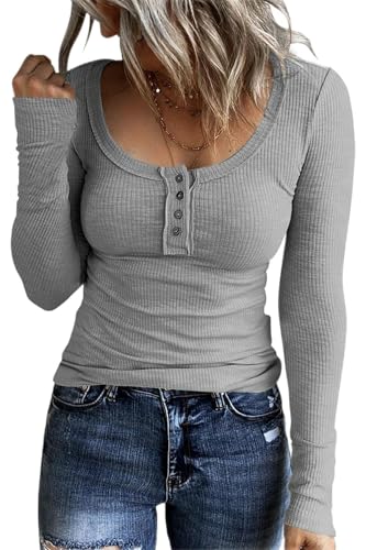 SMENG Ladies Long Sleeve Shirts Women Striped Crewneck Pullover T...