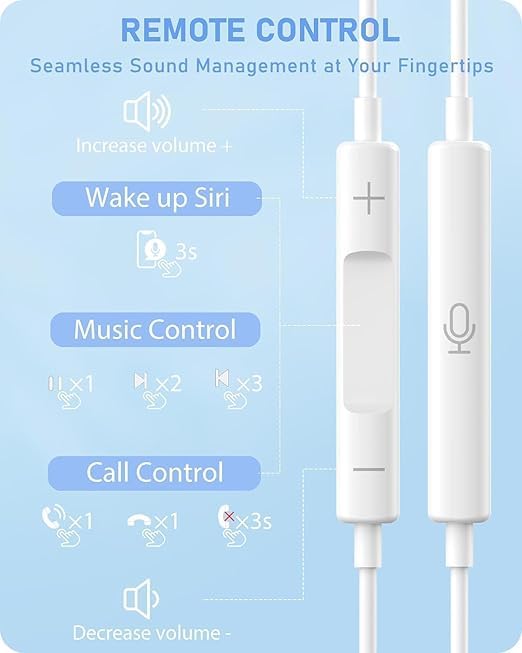 Image of Original USB-C Wired Earphones Compatible for Phone 17 Noise Isolation in-Ear Headphones White