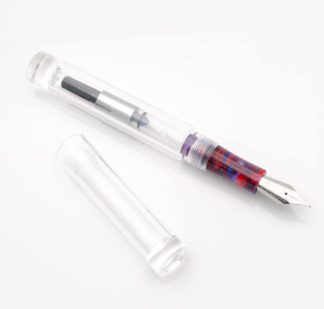 czxwyst Majohn C1 Penna stilografica con doppio sistema di ricarica inchiostro, trasparente, pennino: 0,6 mm
