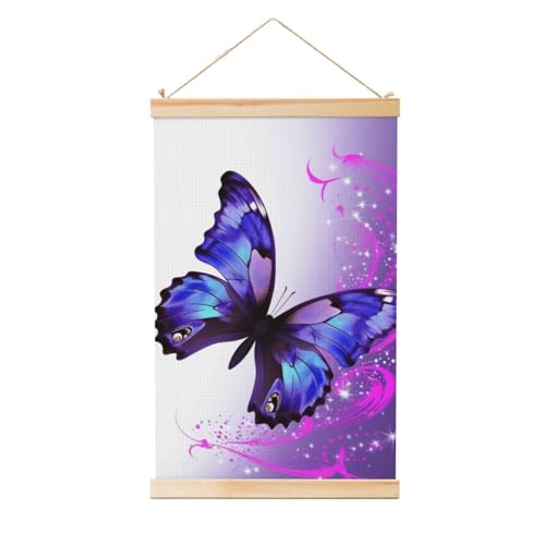 Poster papillon violet vintage : suspendre une bannière rétro au salon