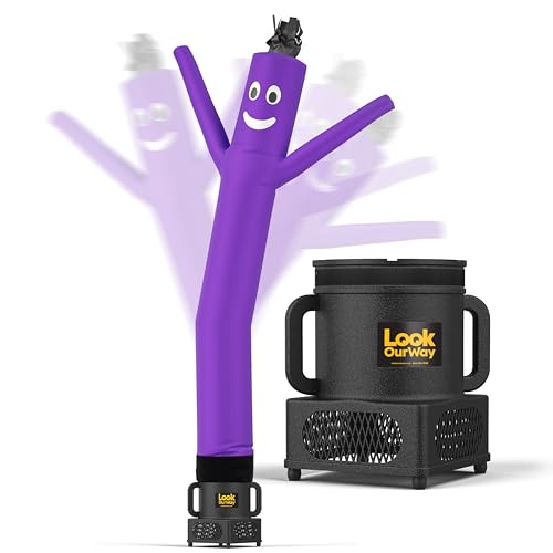 Image of LookOurWay Air Dancers Wacky Waving Inflatable Tube Guy - 7ft Tall Inflatable Advertising Waving Dancing Man with Sky Dancer Blower - Purple