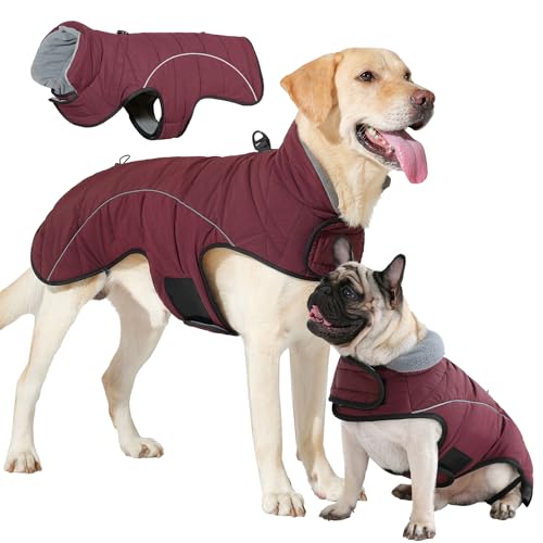 LIANZIMAU Hundejacke Wasserdichter Hundemantel Reflektierende Jacke für kaltes Wetter mit weichem Fleecefutter Warmer Mantel