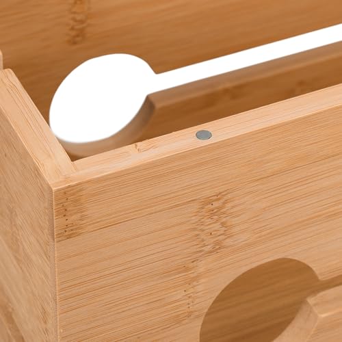 Relaxdays Kabelbox für 2 Steckdosenleisten, Bambus, HxBxT: 14 x 34,5 x 14 cm, Kabel verstecken, Steckdosenbox, natur