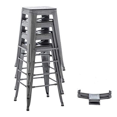 Alish Bar Stools Set Of 4 Brushed Grey Counter Height Stools With Backrests Metal Barstools For Modern Kitchen (26 Inch, Gunmetal) #TOP4