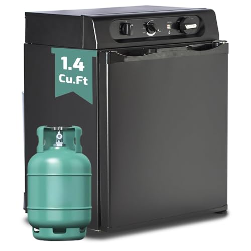 Smad 12 Volt Refrigerator, Propane Refrigerator,1.4 cu.ft rv refrigerator 110 Volt/12V/LPG Camping Fridge, 3 Way RV Fridge Silent, Gas Refrigerator Off Grid, Outdoor, RVs, Garages,Trucks,Cabins Use