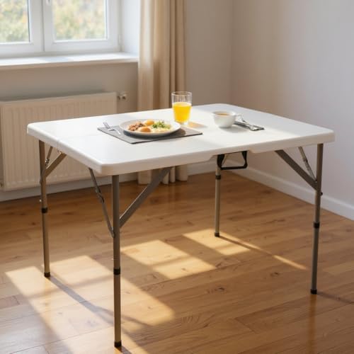 Table pliante blanche plastique 86 cm stable et facile à ranger - 5