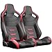 2 Pieces Universal Bucket Racing Seats, PVC Leather Bucket Seats with Dual Sliders, Reclinable Carbon Look for Driver and Passenger Side (Black G)