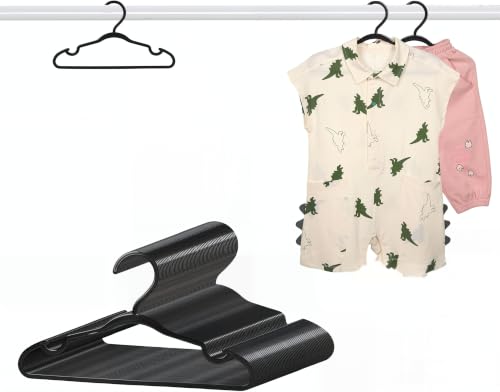 Image of 12 Pcs Kids & Baby Clothes Hanger Set, Premium Plastic Hangers for Dresses, Tops, Rompers & Baby Wear, Space Saving,Perfectly Size to fit All Types of 0-18 Kid's Clothes