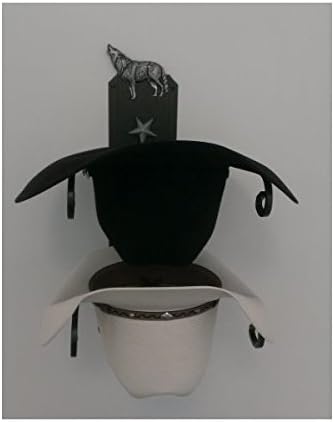 Cowboy Hat Holder Double with Wolf BLK American Made