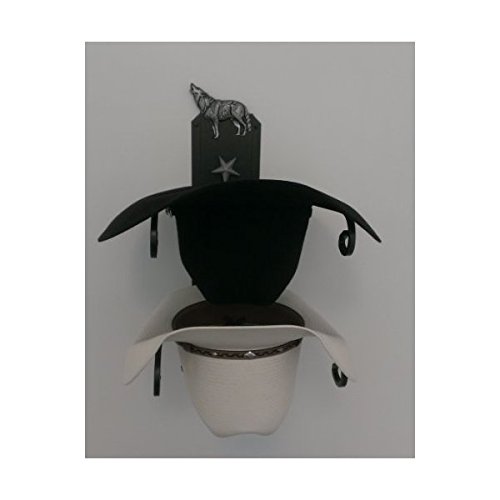 Cowboy Hat Holder Double with Wolf BLK American Made