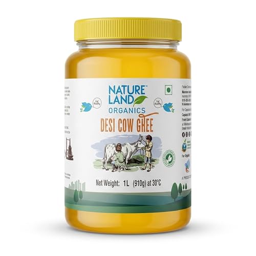 Image of Natureland Organics Premium Cow Ghee 1Ltr - 100% Organic Indian Cow Ghee - Billona Ghee 1ltr