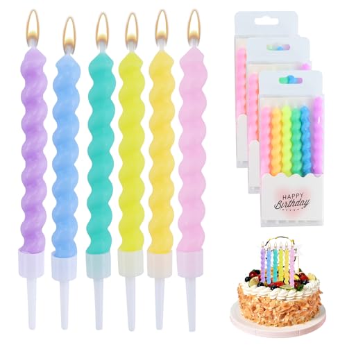 18Pz Candele Colorate Torte,Candele Spirale Compleanno Per Bambini,Candeline Particolare Per Feste,Natale,Halloween