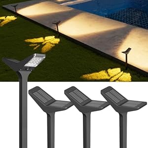Solar Pathway Lights Outdoor Waterproof, Dual-head tall Solar Lights for Outside 4 Pack, Max 20 Hrs 100LM Outdoor Solar Garden Lights for Yard Path Landscape Walkway Driveway Decorations – 3000K&6000K