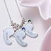 Handmade Baby Feet Engraved Pendant Necklace with Birthstones in Sterling Silver 925 - Personalized Custom Made Mother's Day Christmas Jewelry Gift for Her Mom Grandm (Sterling Silver)