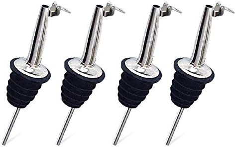 4 x Bottle Pourers with Flap, Amison Spirit Measure Pourer Dispenser Wine/Olive Oil Pourer Metallkläppchen Coffee Syrup Bottles Plastic Oil/Vinegar Pourer