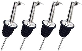4 x Bottle Pourers with Flap, Amison Spirit Measure Pourer Dispenser Wine/Olive Oil Pourer Metallkläppchen Coffee Syrup Bottles Plastic Oil/Vinegar Pourer