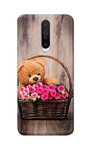 Image of PRINTFIDAA Roses and Teddy Bear in The Wicker Hard Back Cover for Poco X2 / Redmi K30 / Redmi K30 5G Back Cover -(P6) KAT1004
