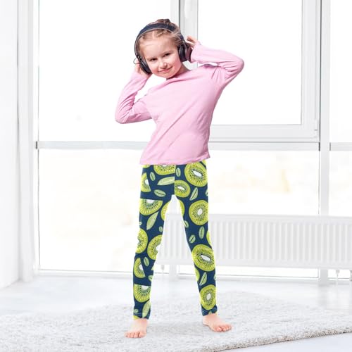Green Kiwi Leaf Girls Leggings Soft Stretch Workout Yoga Dance Pants for Kids Casual Tights4