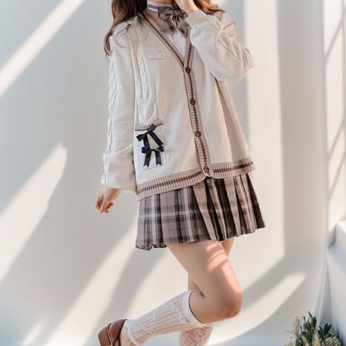 Image of Chevara Women's Cute Sweet Cardigan Sweater Kawaii School Uniform Button Long Sleeve V-Neck Knitted Outerwear