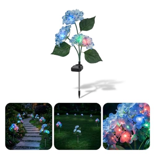 Image of hardoll Plastic Solar Decorative Light Hydrangea Flower Shaped RGB Color LED Lamp For Waterproof Outdoor Home Garden Yard(Blue Color-Pack Of 1)
