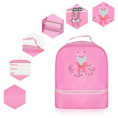 Cute Ballet Bag Kits Tutu Dress Dance Bag, Girls Personalized Waterproof Bag Ballerina Duffle Bag (pink10)3