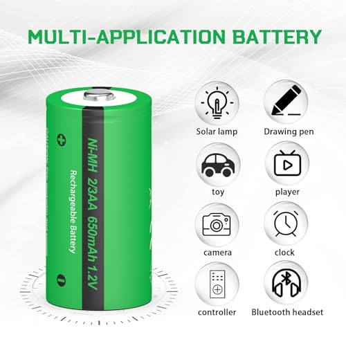 PKCELL 2/3AA Batteries 1.2V NIMH Rechargeable Battery (Not AA、AAA、2/3AAA) 650 mAh for Solar Garden Lights, 4 pack - Image 5