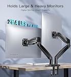 HUANUO Dual Monitor Stand - Adjustable Gaming Monitor Mount for Two 13 to 40 Inch Screens, Long Height Range, Sturdy VESA Mount with Clamp and Grommet Base, Each Arm Supports up to 26.4lbs