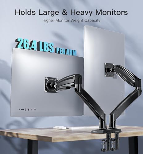 Image of HUANUO 13 to 40 Inch Dual Monitor Arm for 2 Ultrawide Screens, Height Adjustable Full Motion Stand with 2 USB Port, VESA 75 /100mm Mount, Holds up to 26.4lbs per Arm, Black