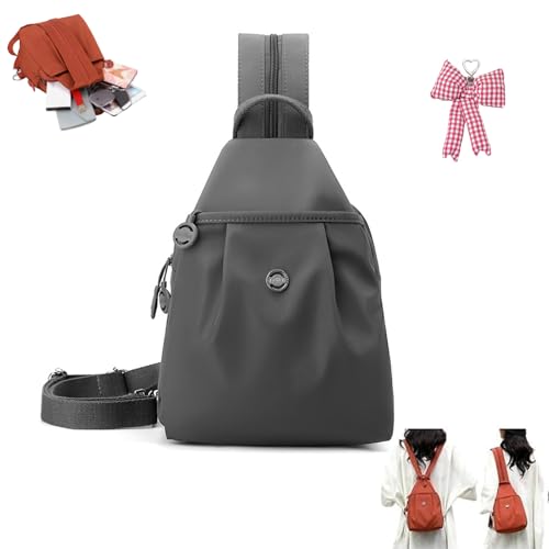 Vovtva 2025 Backpack Chest Bags, Street Lite Chic Crossbody Sling Pack, Large Capacity Waterproof Oxford Fabric Travel Bag (Gray)