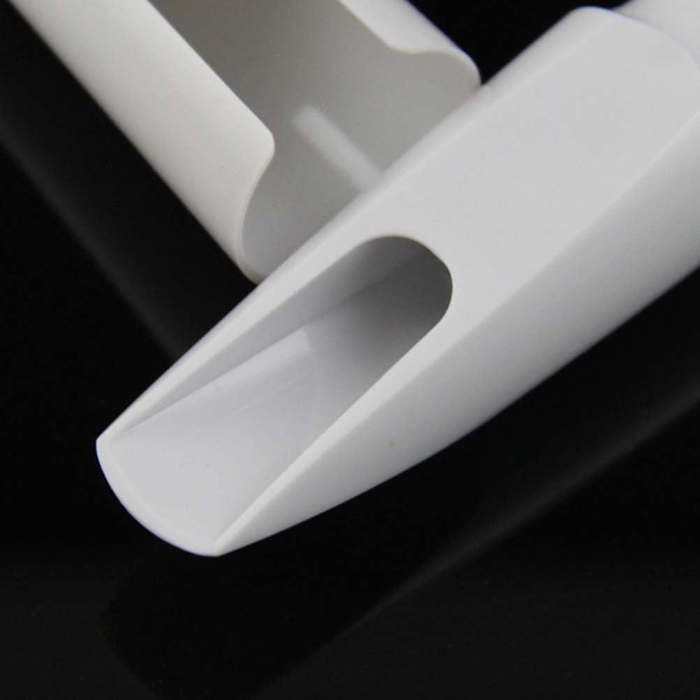 Alto Sax Mouthpiece Kit: White Resin Ligature Cap Set for Student Beginners - Jazz Marching Band Practice (3.54x3.54x1.61 Inch)