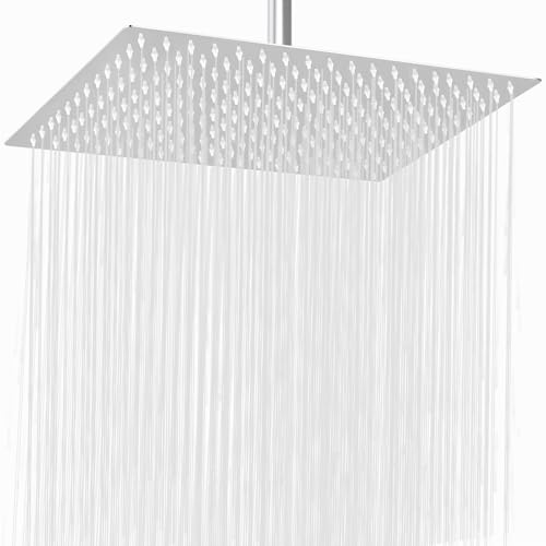Extra Large Rain Shower Head, 40 * 30cm Rectangle Stainless Steel High-Flow Rainfall Showerhead, Full Body Waterfall Coverage - Luxury Bathroom Upgrade (Chrome)