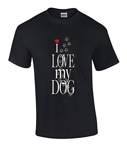 Cute Paw Print I Love My Dog Graphic Adult T-Shirt-4Xl Black