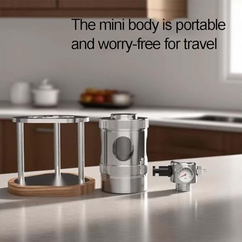 Compact Manual Espresso Machine with Pressure Gauge, 16Bar Fast Extraction for Camping, Travel & Home Brewing - Wooden Base Design