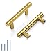 Probrico Brushed Brass Modern Cabinet Hardware Kitchen Cabinet T Bar Knobs Dresser Pull Bathroom Gold Drawer Handles - 2-1/2" Hole Spacing - 10 Pack