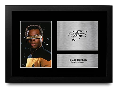 Autographe Star Trek Geordi La Forge encadré A4 pour éviter les affiches froissées de fan de TV