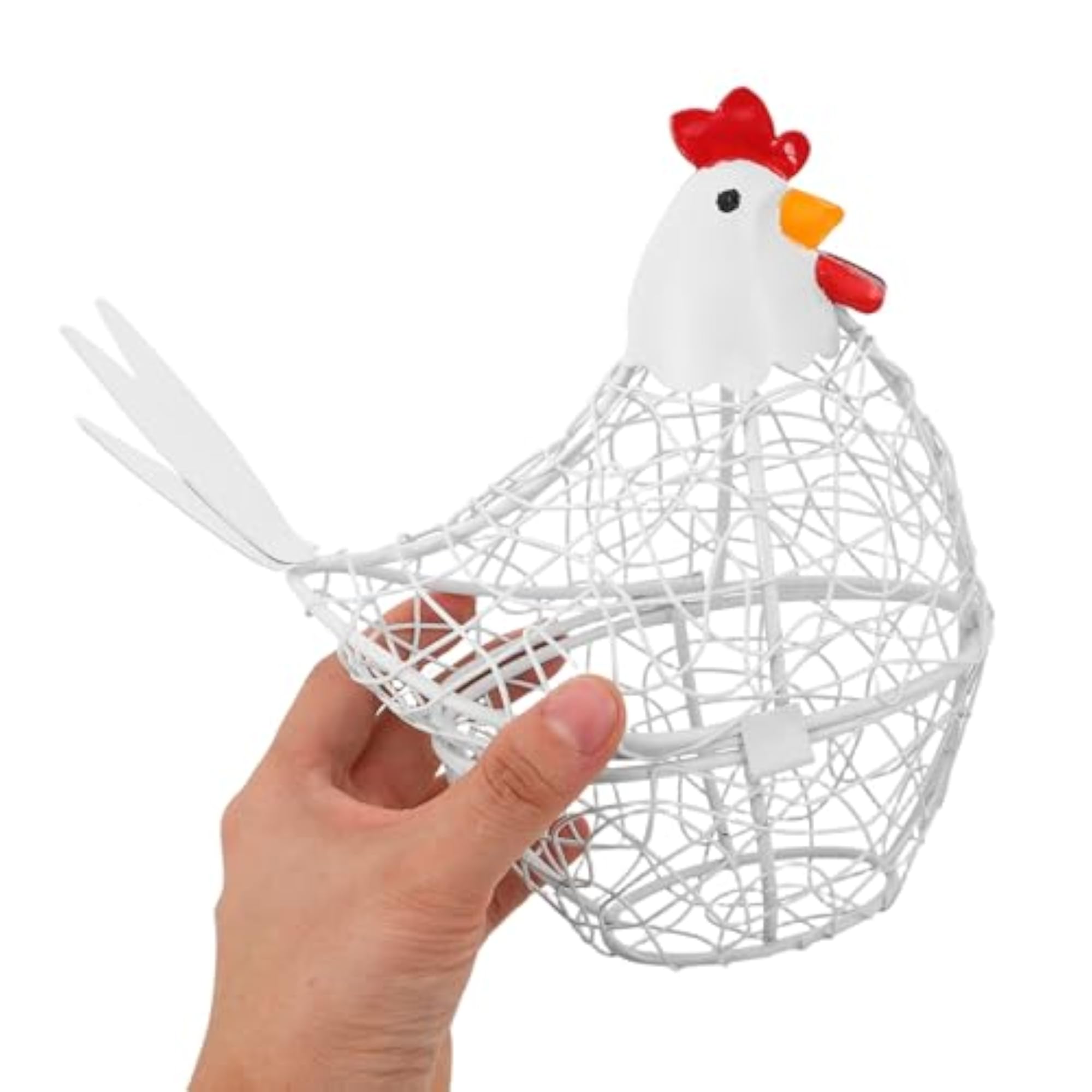 White Iron Wire Egg Basket, Space Saving Storage Organizer