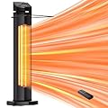 Outdoor Heaters for Patio, 1500W Infrared Electric Heater with Remote, 12H Timer, IP65 Waterproof, Tip-Over Protection, Metal Housing, Portable Heater for Porch, Backyard, Garage Outdoor Use 37”