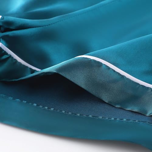 Cambkatl Men's Silky Satin Shorts Pajamas Sets Loose Button Down Shirts and Bottoms Smooth Short Sleeve Summer Sleepwear4