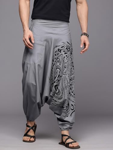 Image of The Veshti Company Printed Harem Pants for Men's Cotton Hippie Style Baggy Boho Yoga Pajama Pant with Pocket