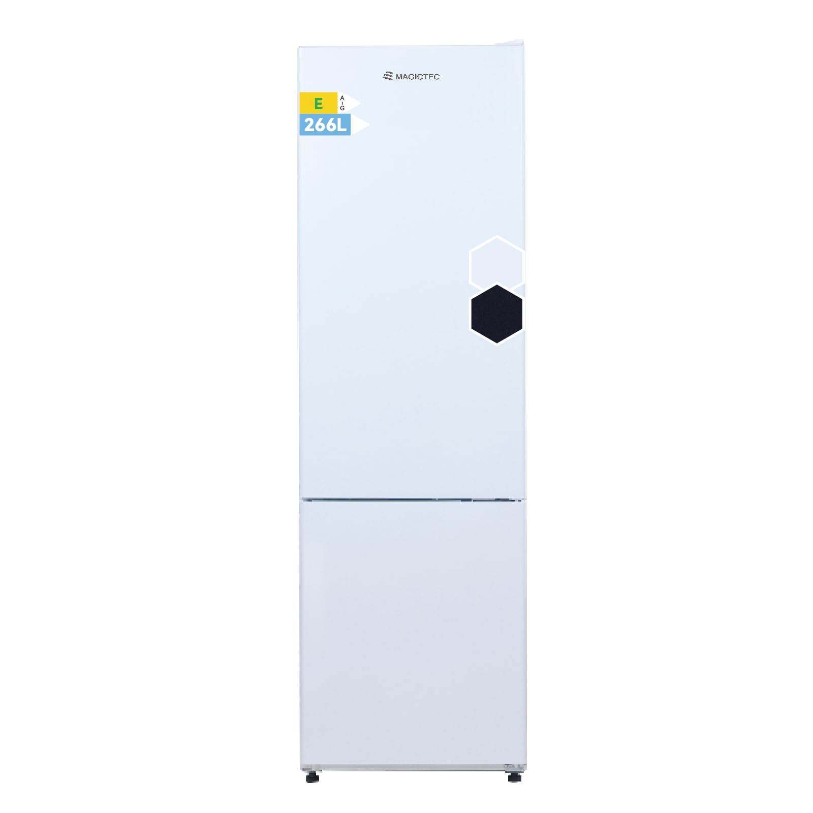 magictec Frigorifero a libera installazione con congelatore | 266 litri (192 l/74 l) | Combinazione frigorifero-congelatore | Low-frost | Illuminazione a LED | Bianco
