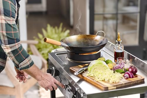Cuisinart Outdoor Wok Station with Rear Wheels, 14" Steel Pan, 50,000 BTU | Outdoor wok burner with stainless steel side table and prep table storage, ideal for stir fry and searing, CGG-1265 - image 7