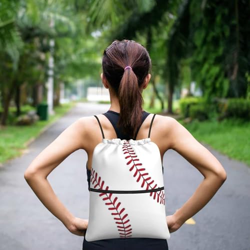 Image of Outdoor Sports Baseball Drawstring Bag, Waterproof Drawstring Backpack for Gym Sports Teams Baseball Party, Men Women Durable Sackpack Bag with Front Zipper Pocket and Inside Zipper Pocket