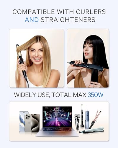 Image of DOACE 350W Voltage Converter US to Europe - 220V to 110V Converter for European Travel, Power Adapter Combo with PD Chargers for Hair Straightener Shaver Toothbrush CPAP Laptop Camera Phone