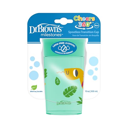 Image of Dr. Brown's Silicone Smooth Wall Cheers360 Cup 10 Oz /300 ml,Green