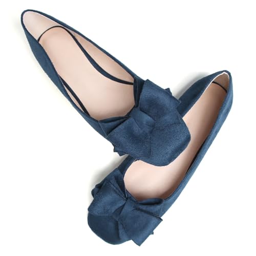 TN TANGNEST Women Cute Bowknot Flats Soft Slip On Flats Comfort Square Toe Casual Dress Flat Shoes