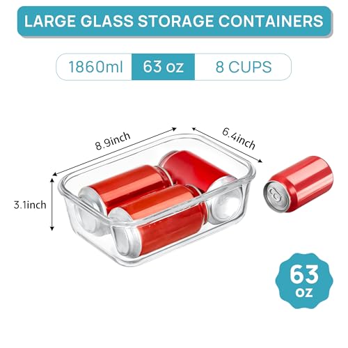 Image of Vtopmart 1Pack 1860ml /63oz Large Glass Storage Container with Lids