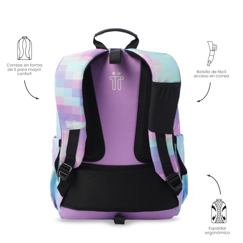 Mochila escolar adaptable TOTTO Acuareles Glitter de 20L para ordenador de 14 pulgadas 4